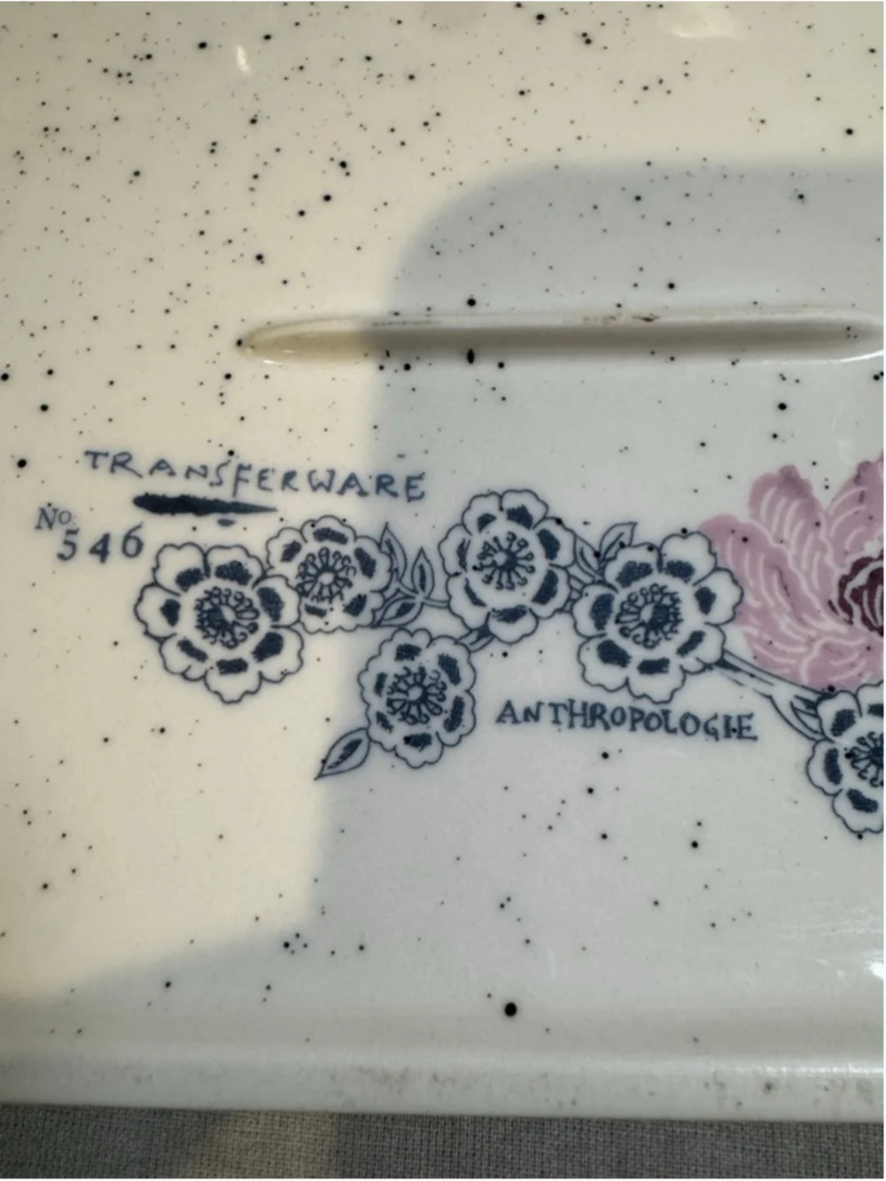 Anthropologie Say Cheese Floral Serveware Platter One Size White Pink
